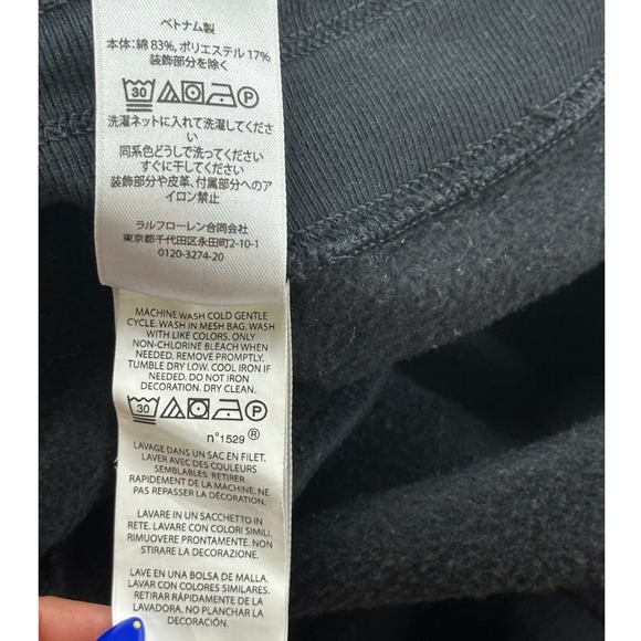 Polo Ralph Lauren Joggers Men L Black Triple Pony Patch 3 Cotton Blend Fleece - Picture 12 of 15